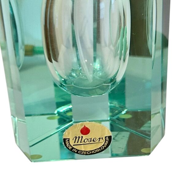 Moser Czechoslovakia Antique Art Deco Large Perfume Bottle Atomizer 1920s Blue - Picture 4 of 13